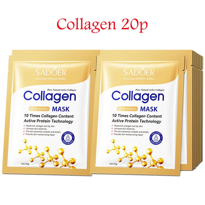Hyaluronic Acid & Collagen Sheet Masks – 20 Pack