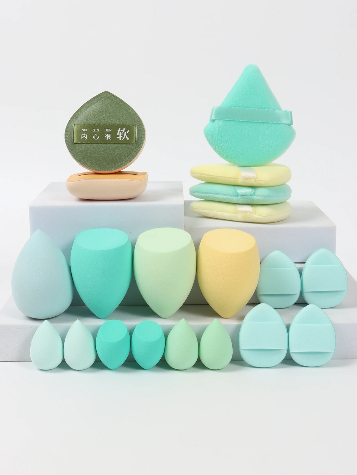20 Pcs Pink Makeup Sponge and Makeup Puff Set